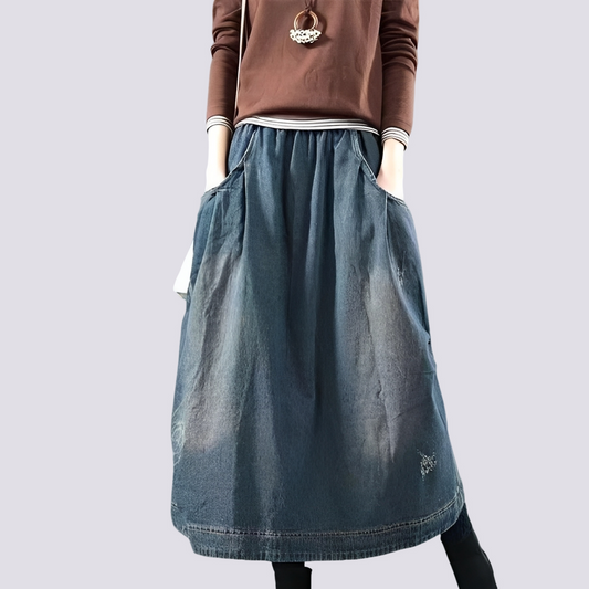 Fiona - Klassischer Damen-Patchwork-Jeansrock