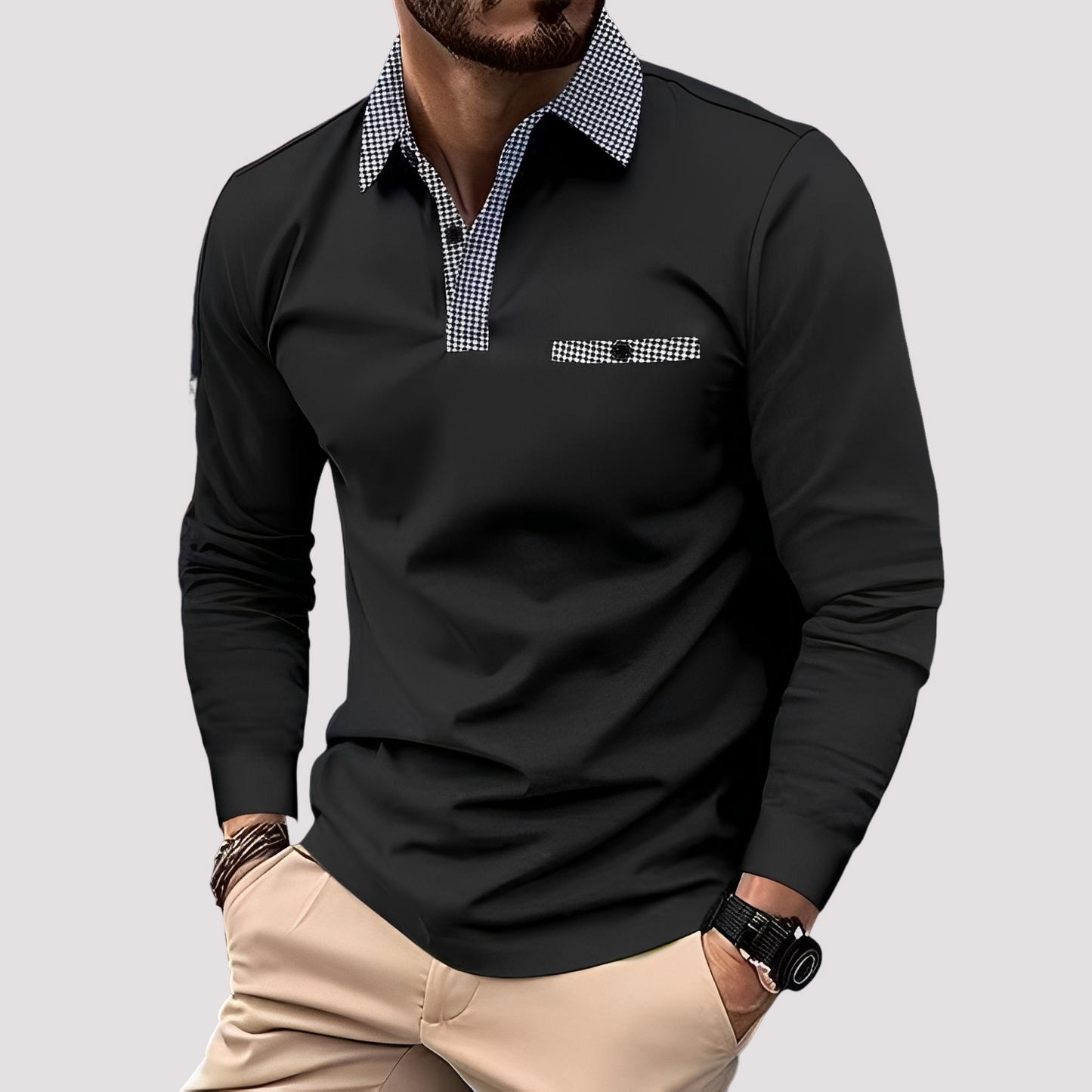 Aidan - Elegantes Langarm-Poloshirt für Herren