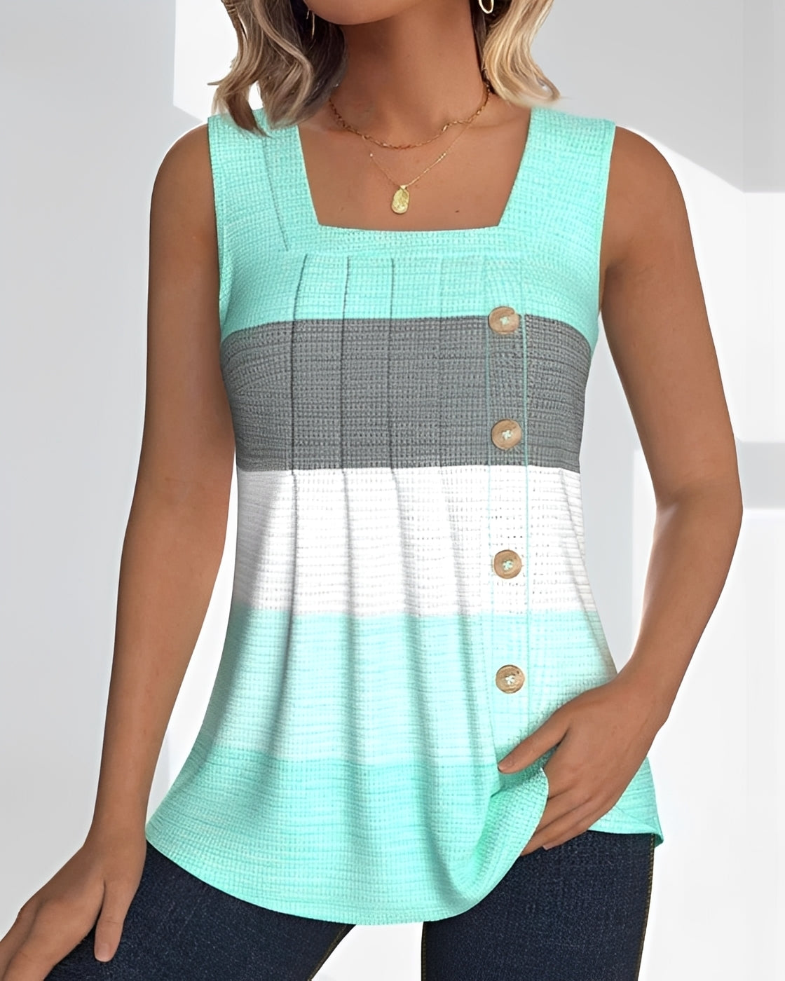 Grace - Lässiges, Gestreiftes Falten-Tanktop
