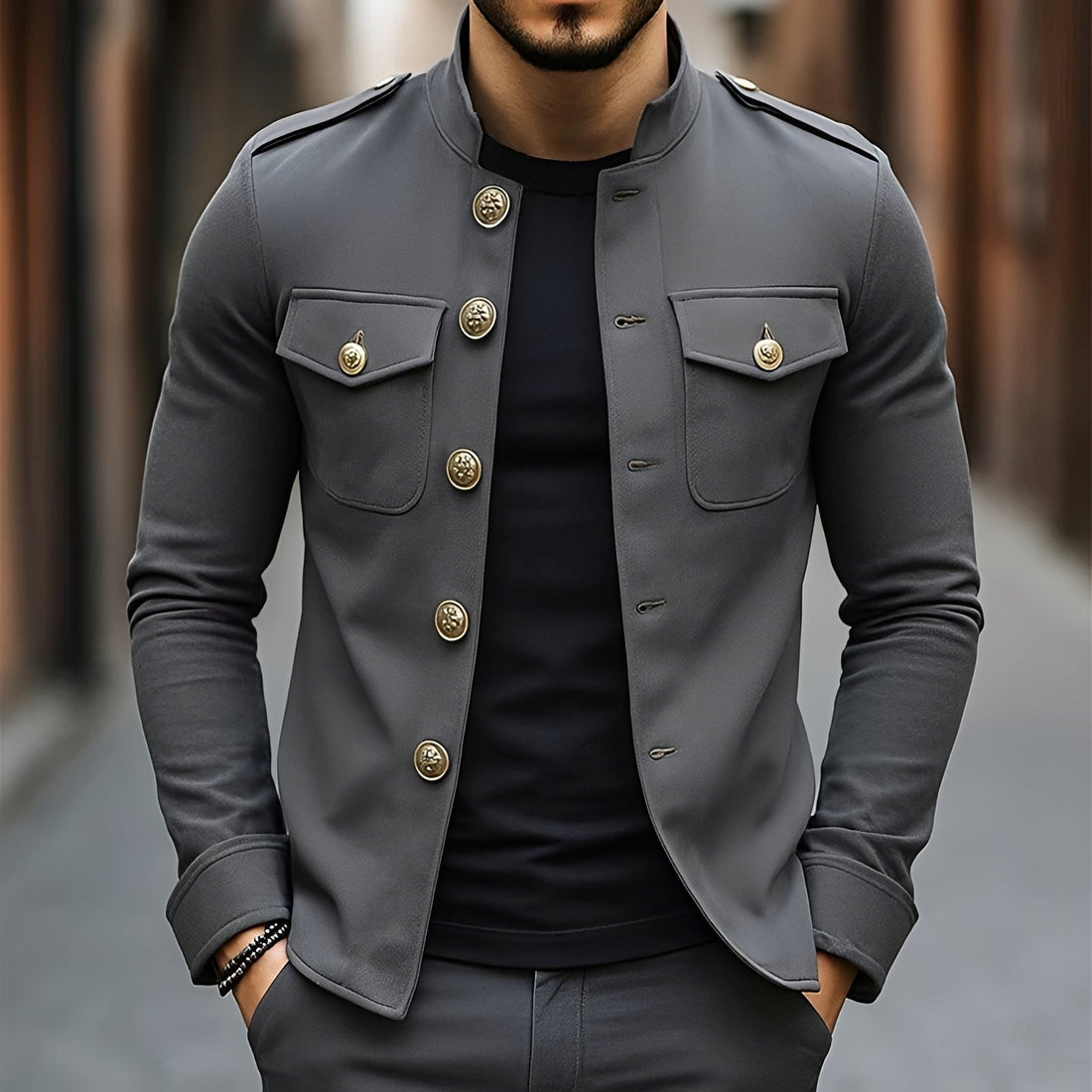 Leighton - Legere Klassische Jacke mit Knöpfen