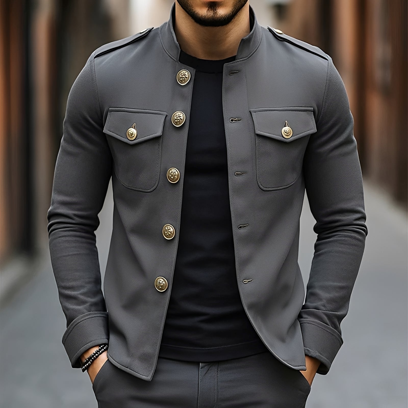 Leighton - Legere Klassische Jacke mit Knöpfen