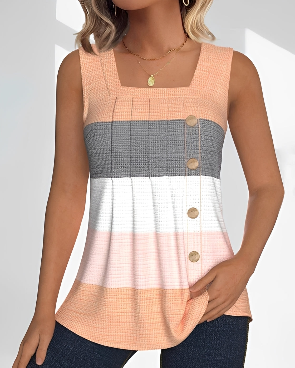 Grace - Lässiges, Gestreiftes Falten-Tanktop